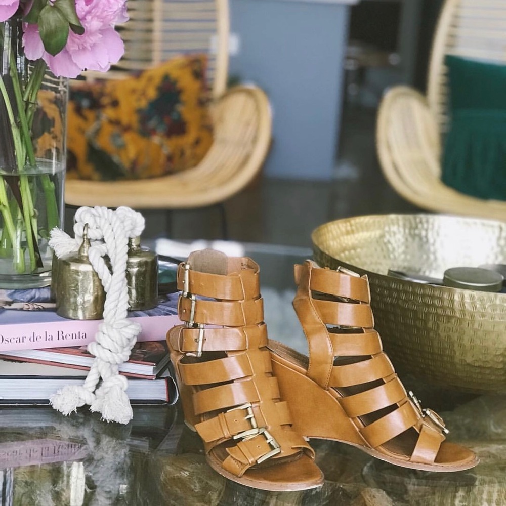 Leila Stone vegan leather wedges